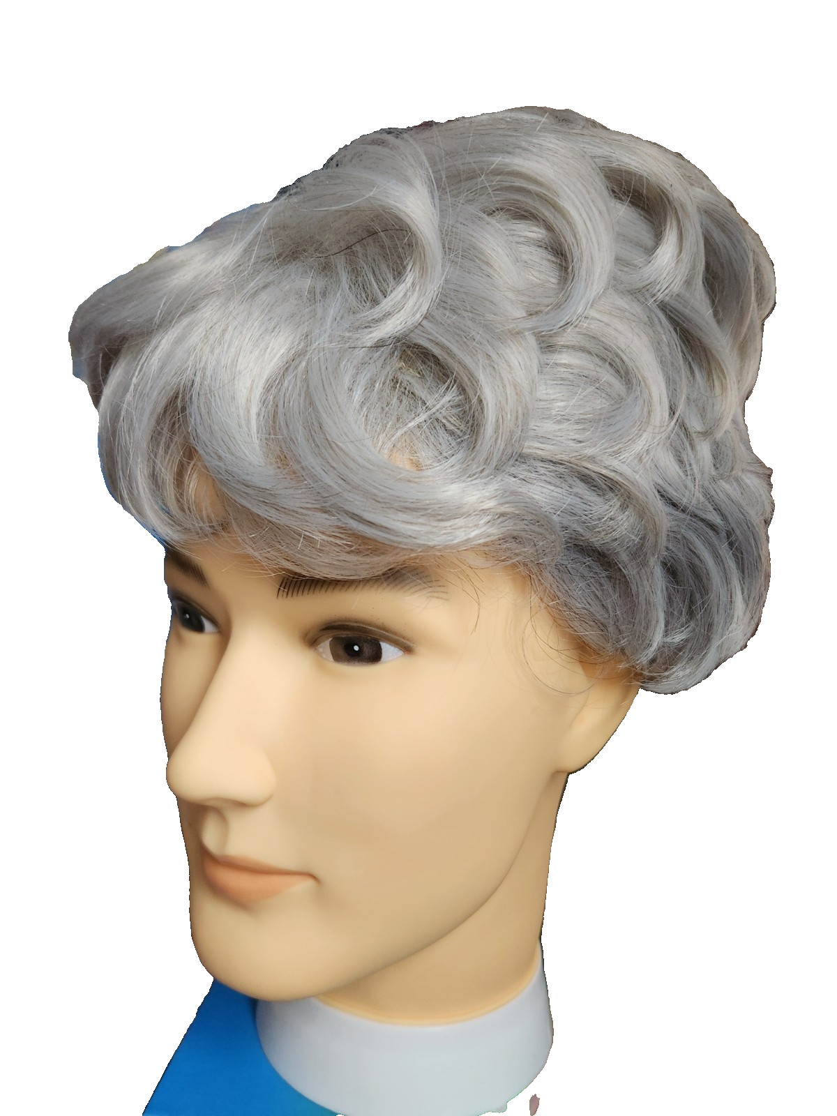GNIMEGIL Short Gray Wig For Old Lady Silver Gray Curly Hair –