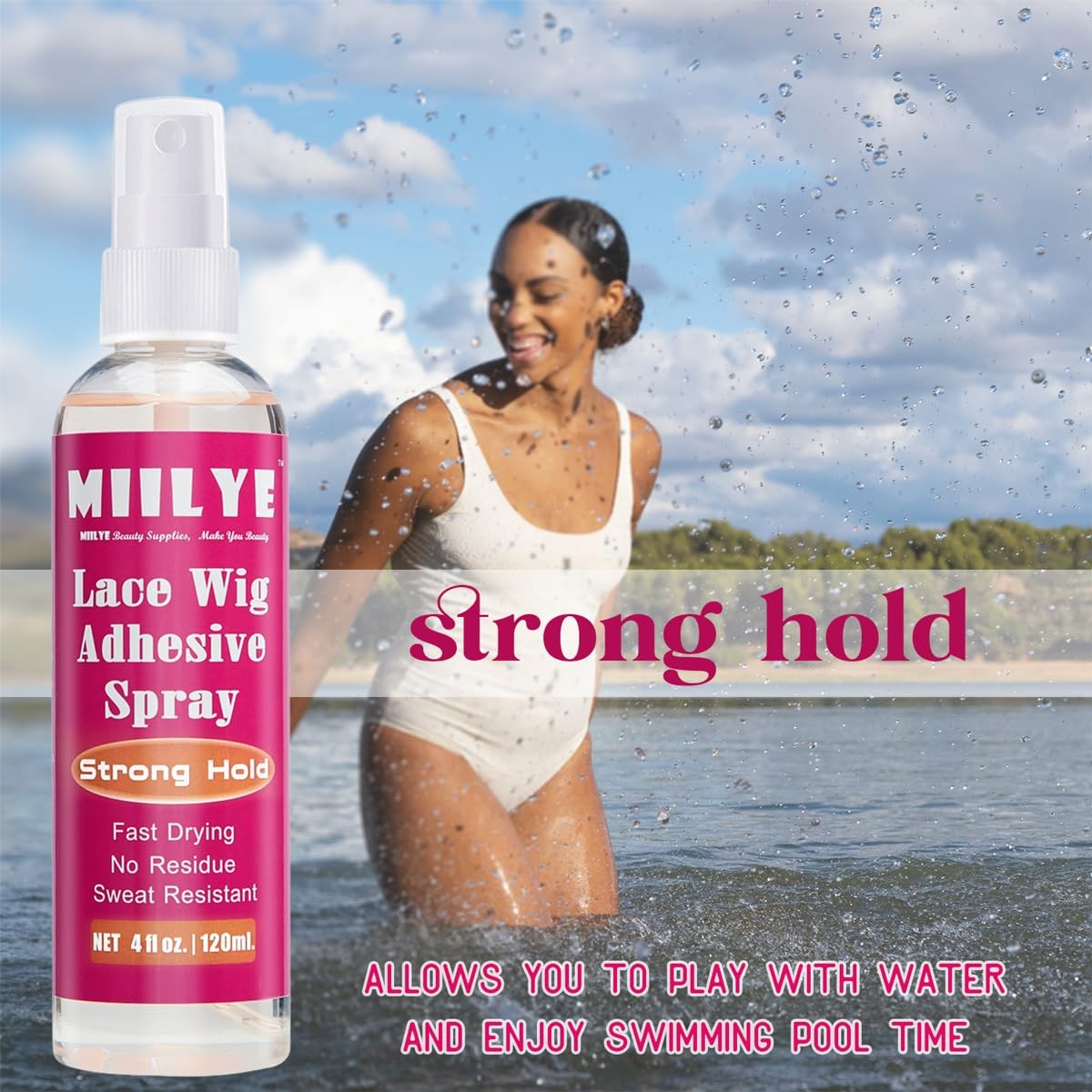 Wig Glue Spray Kit for Lace Front Wigs, White Glue & Remover with Band