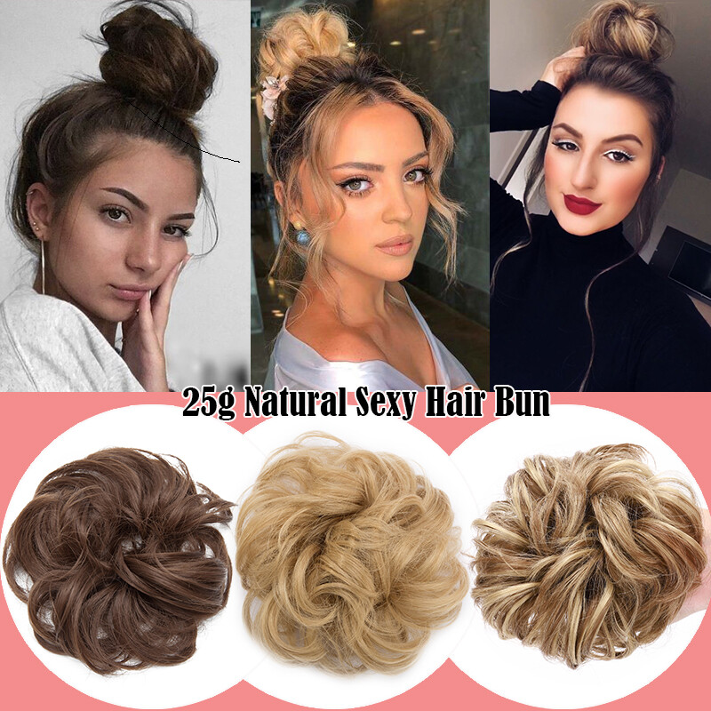 Hair Bun Messy Hair Piece Scrunchie Updo Curly Fake Hair Extension Real As Human