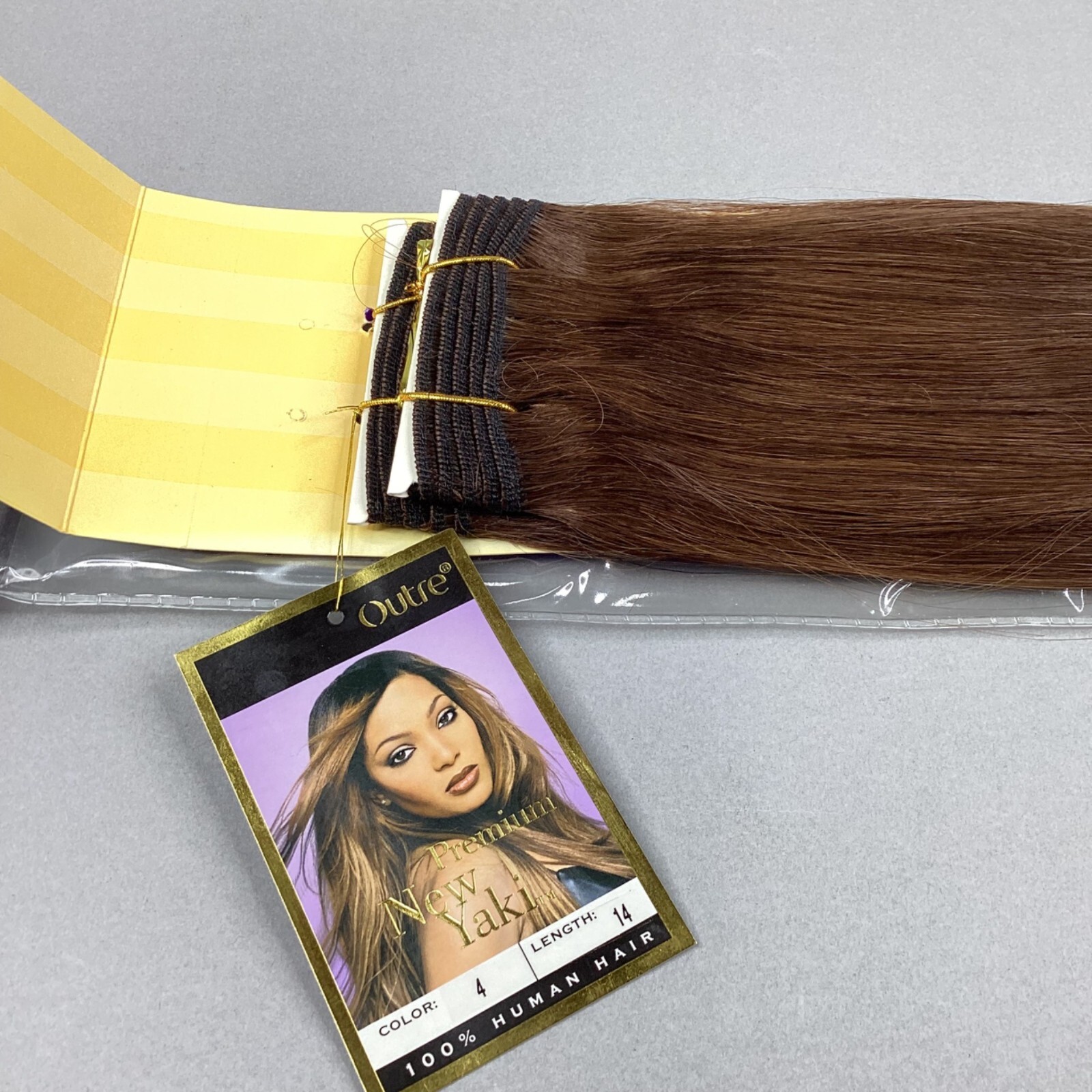 New Yaki #4 Dark Brown 14” Straight 100% Human Hair Extensions
