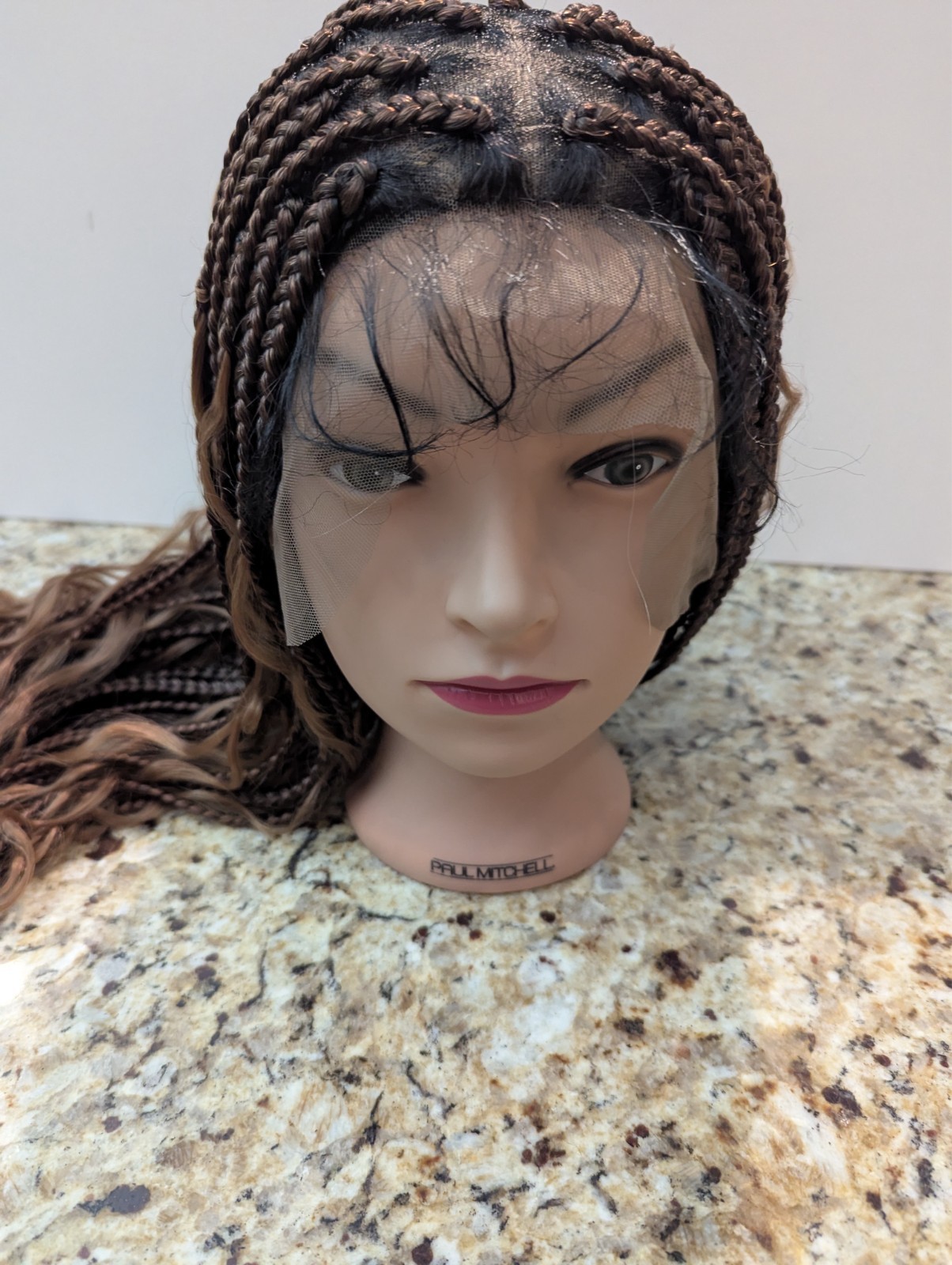 36″ Boho Braided Wig Triangle Knotless Double Lace Front Box Braid Brown