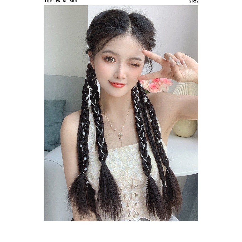 Boxing Braids Synthetic Hair Extension with Pearl Accents High Temperature Wire