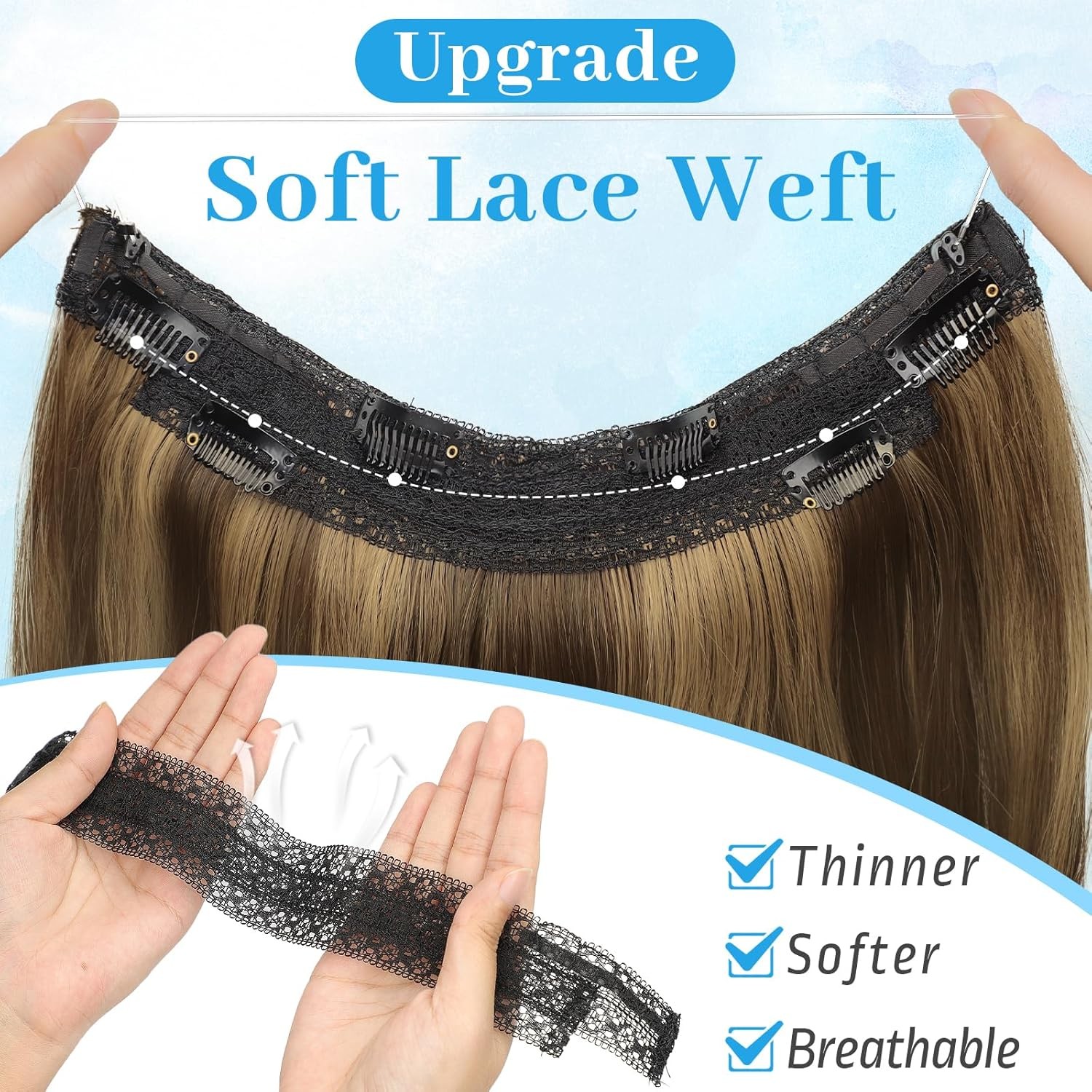 Wire Hair Extensions Long Straight Layered Synthetic with