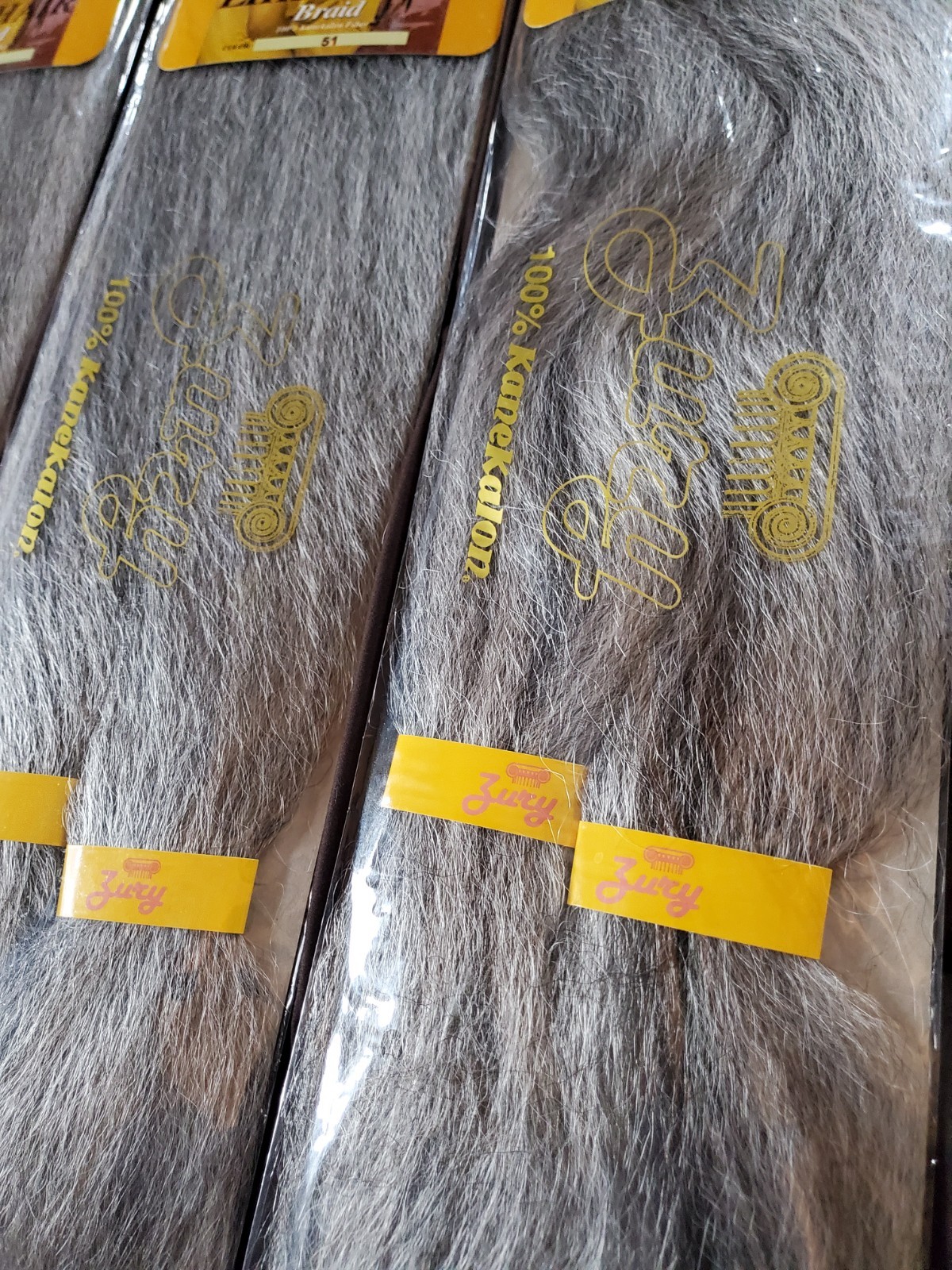 4 Pack Zury 100% Kanekalon Like Hair 24″ wigs/braids/exts color “51” black/grey