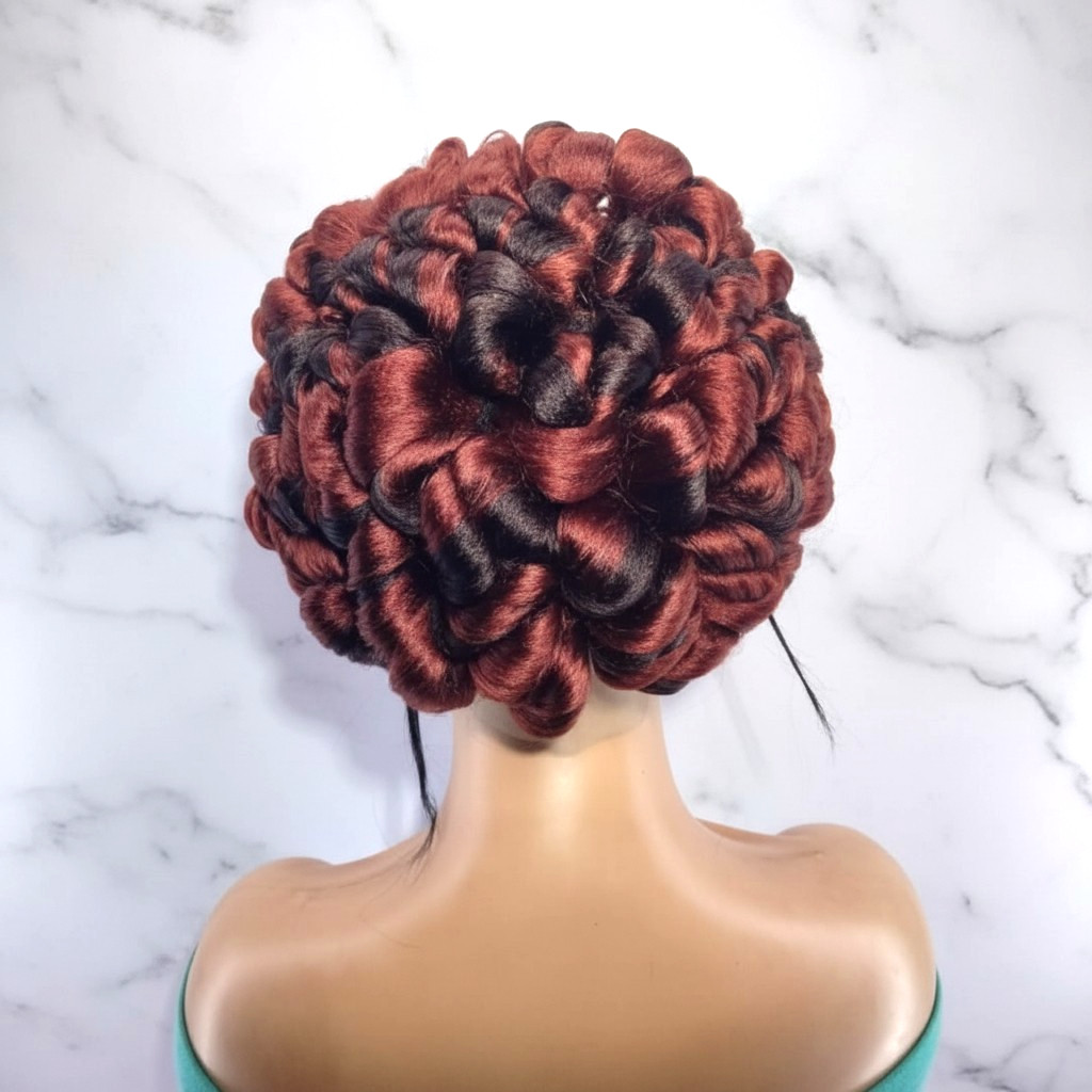 Handmade Cornrow Bun Braided Wig. Full Lace Cap, with Baby Hair