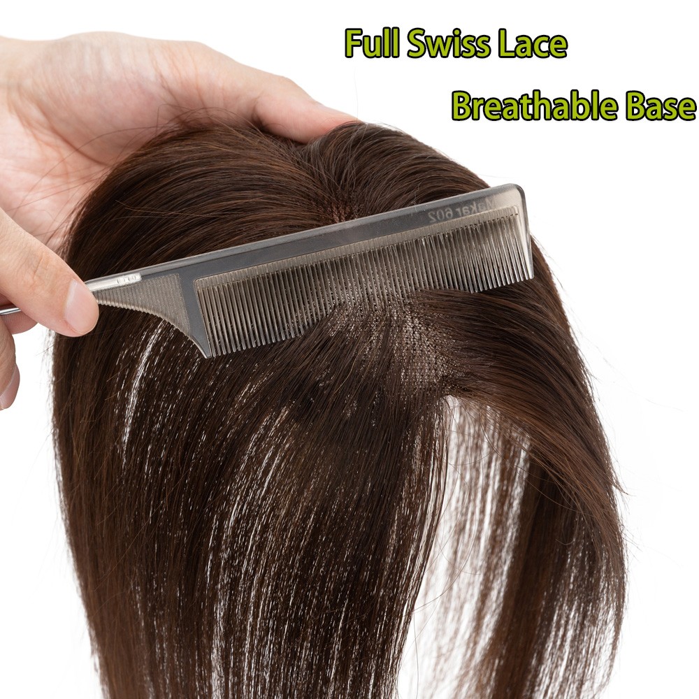 Women Curtain Bangs Clip in HUMAN HAIR Topper Hairpiece Extensions For Thin Hair