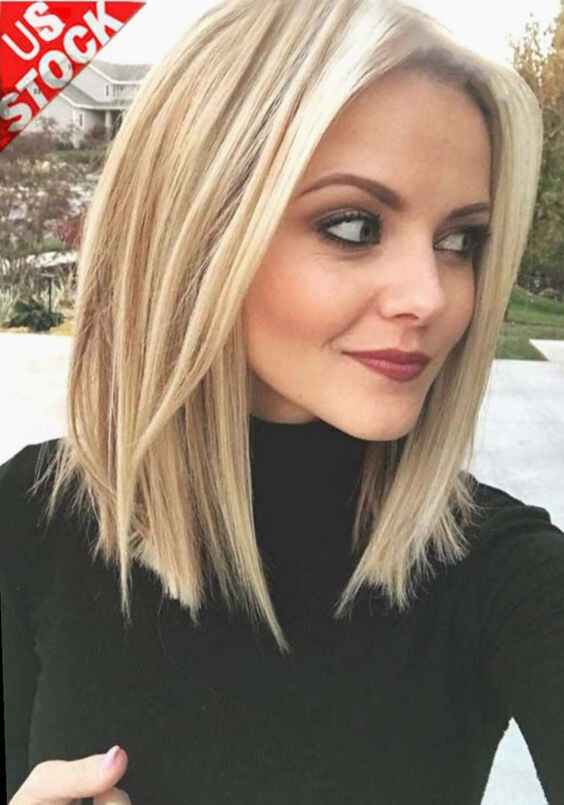 Ash Blonde Lace Front Wig Long Highlight Straight Bob Wig Heat Safe L Part Lace