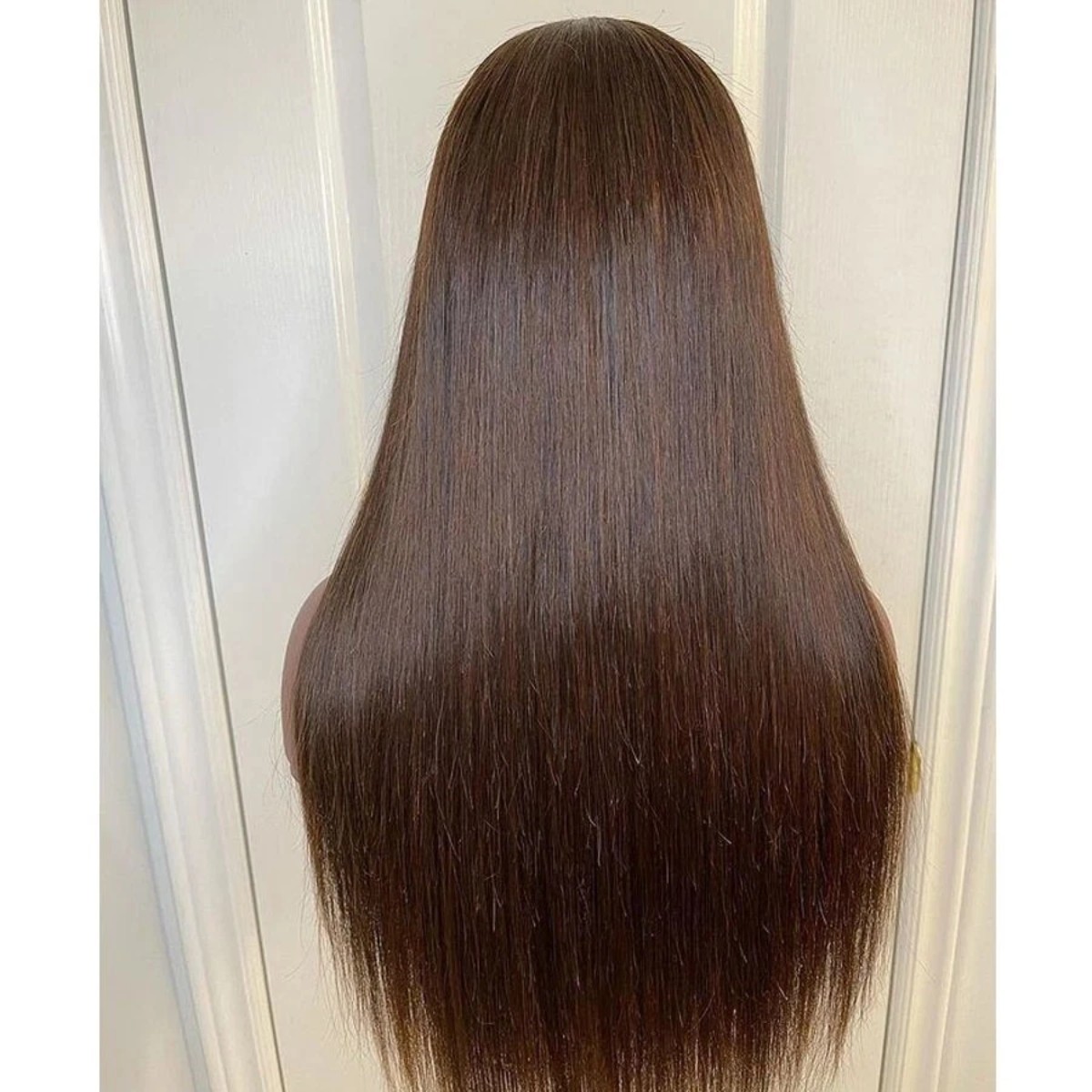 Frontal Lace Wigs Long Straight Pre Plucked Brown Heat Resistant Synthetic Hair