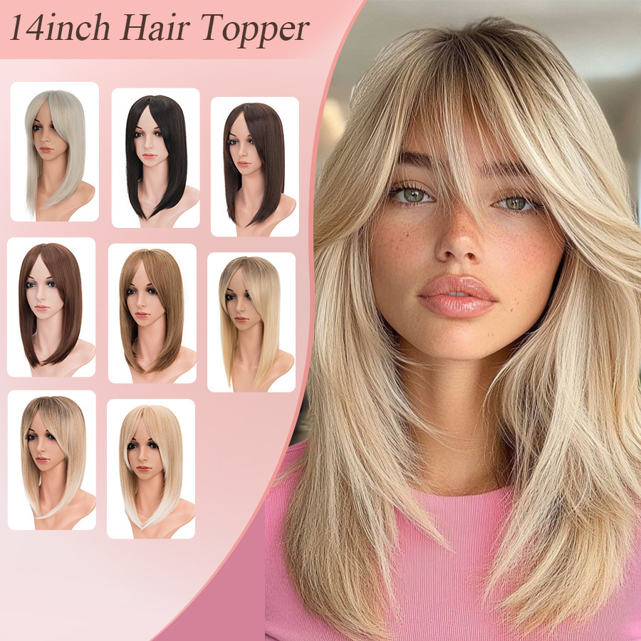Free Part Women Topper Real As Human Hair Toupee Clip in Straight Wavy Hairpiece