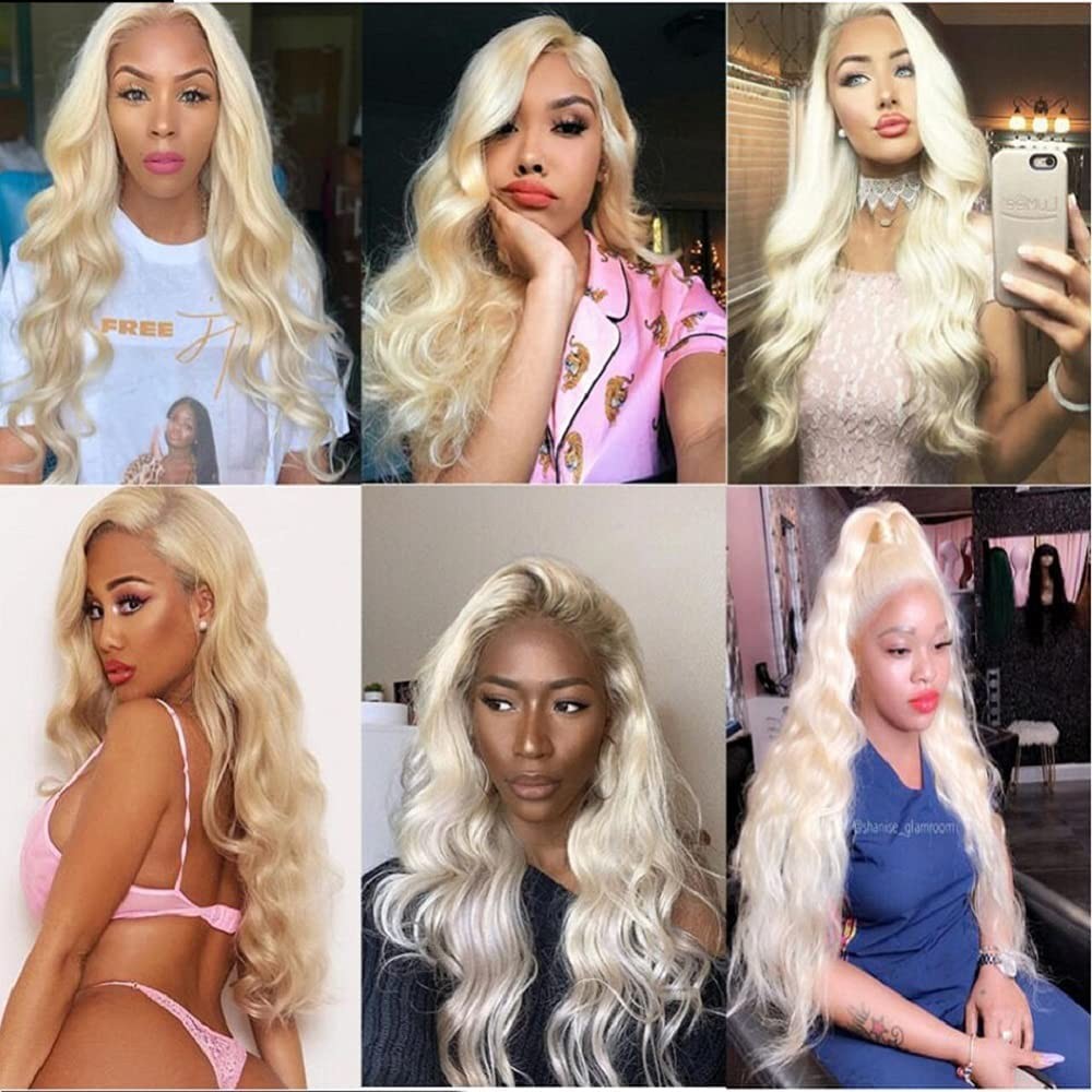 Aikebi Brazilian Human Hair Bundles 24 26 28 Inch Gold Blonde Color 613 Body