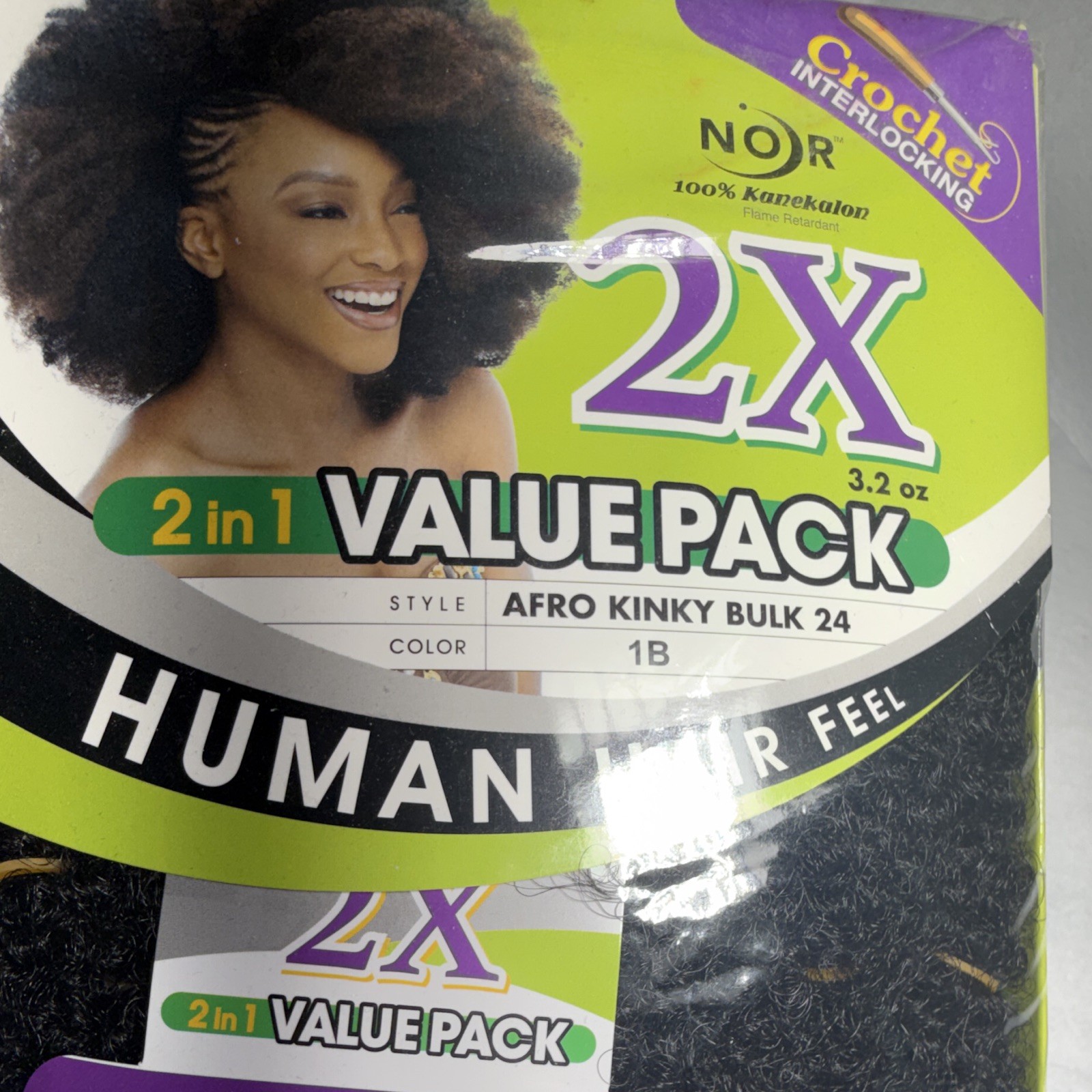 Janet Collection Afro Kinky Bulk 24in Synthetic Hair Extension Crochet 3.2oz