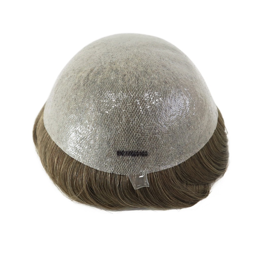 Mens Toupee Human Hair System Hairpiece 0.04 Thin Skin Dark Blonde Mirage#17