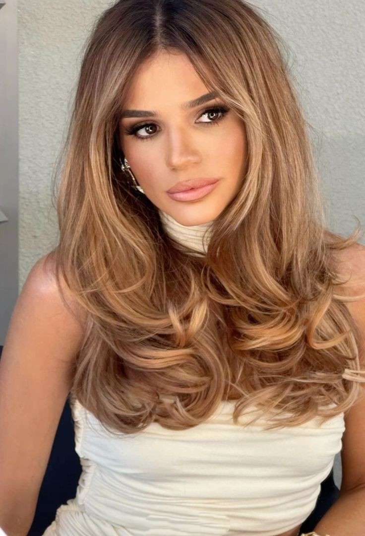 Ombre Golden Brown Wavy Wigs 100% Human Hair Lace Front Wigs 200% Density