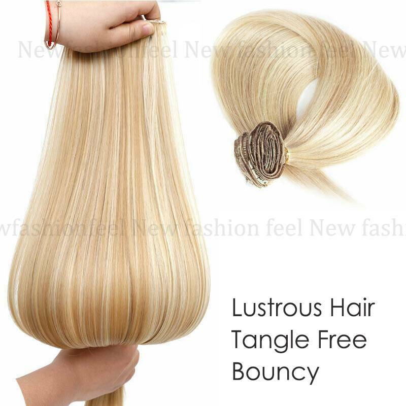 CLEARANCE 8pcs Clip in Real REMY Human Hair Extensions Full Head Ombre Balayage