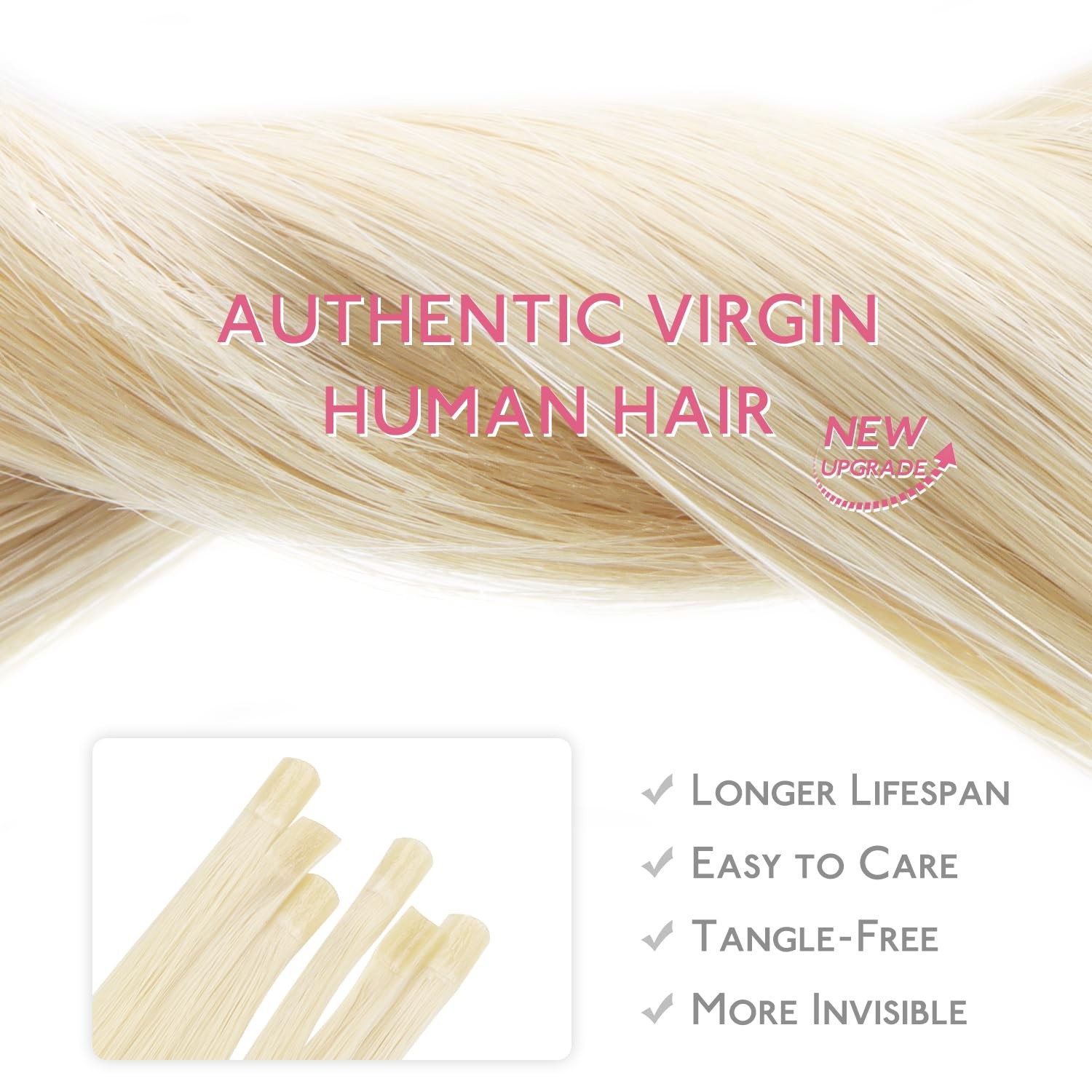 Wennalife U Tip Hair Extensions Human Hair 50G 50S 14 Inch Platinum Blonde Remy