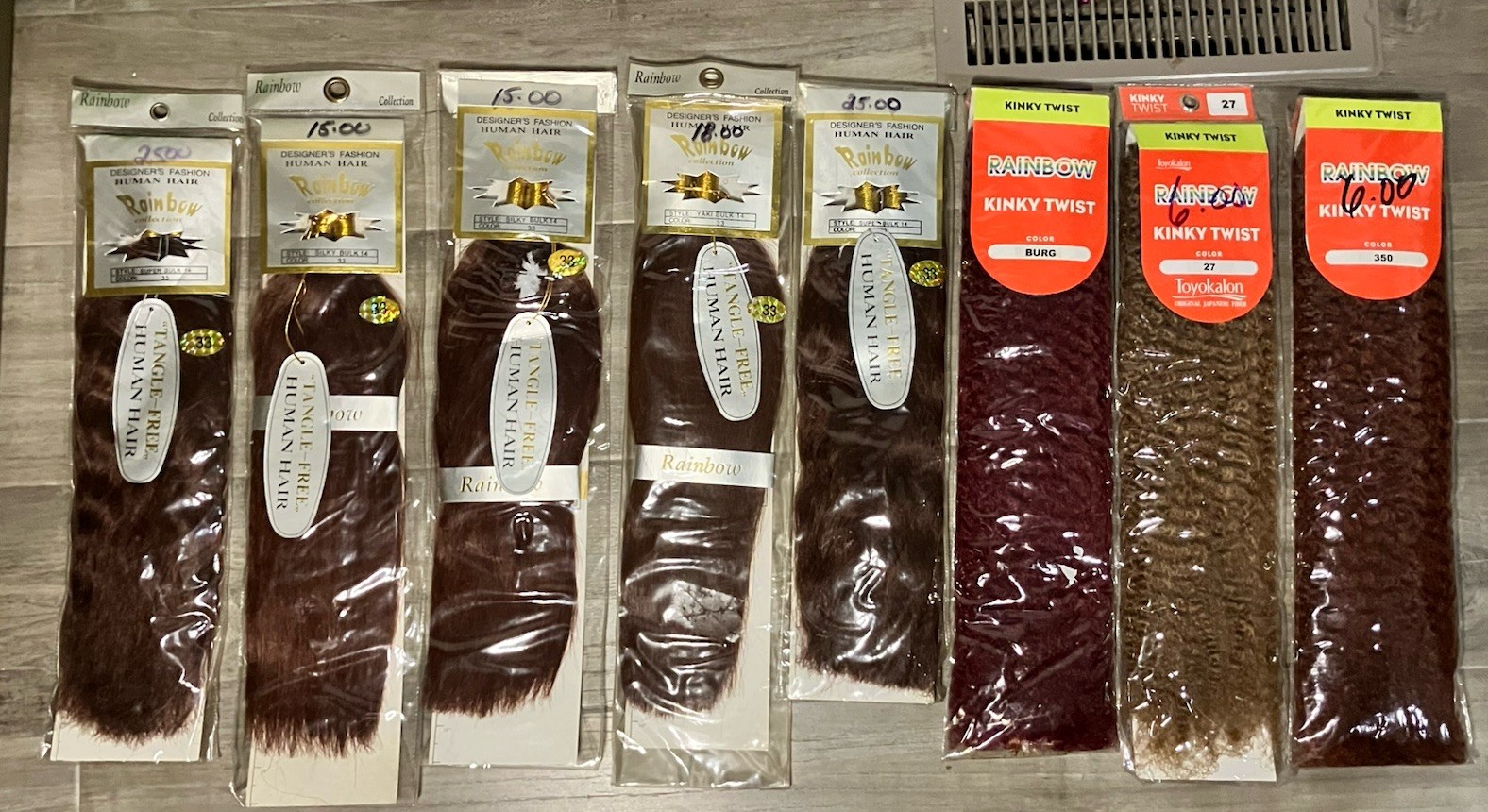Human Hair Extensions RAINBOW Lot of 8 Packs and Japanese fiber Hair Brown Burg