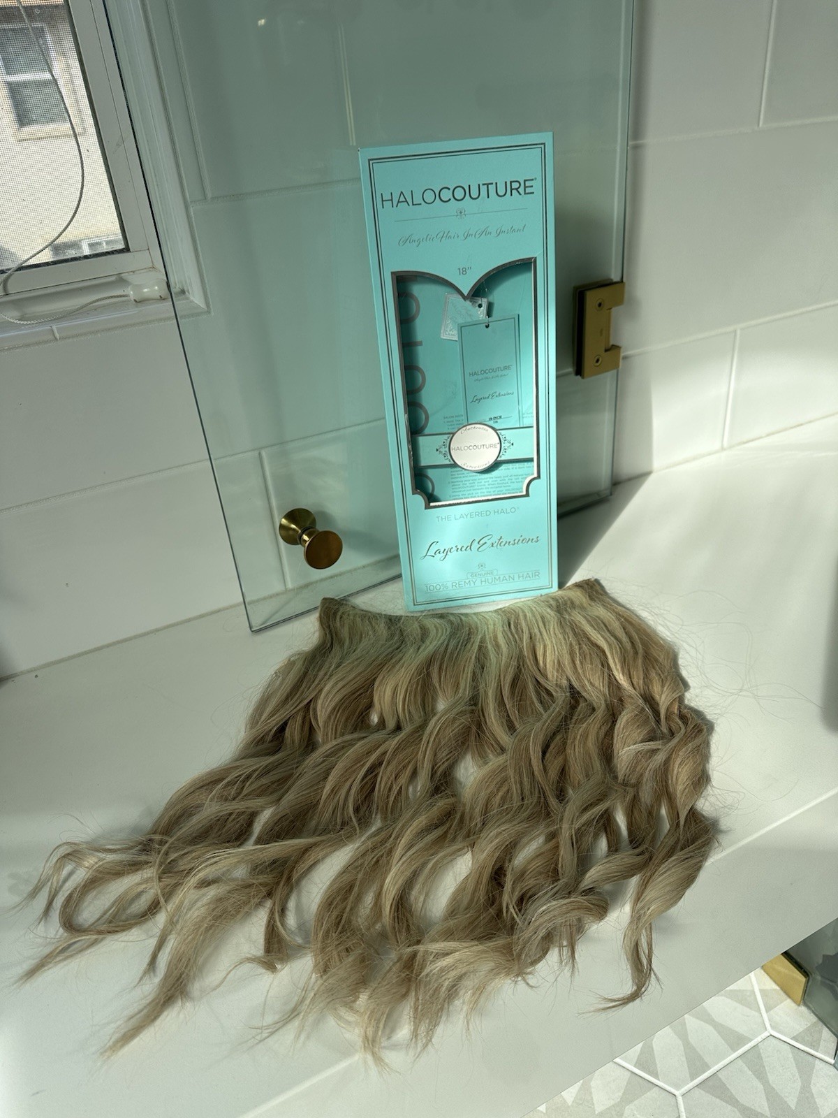 HALOCOUTURE Layered Halo Remy Human Hair Extension 18″ Light Blond Wire