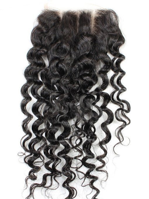 Brazilian Hair Lace Closure Curly Free/Middle/Three Part – Natural Black