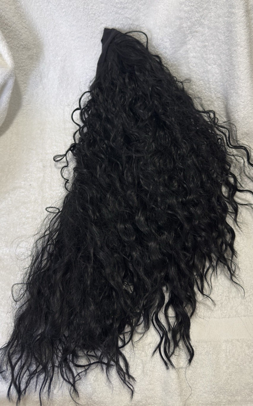 Black Curly Wig for Women, Drawstring Attachment, Classic Cap #0003