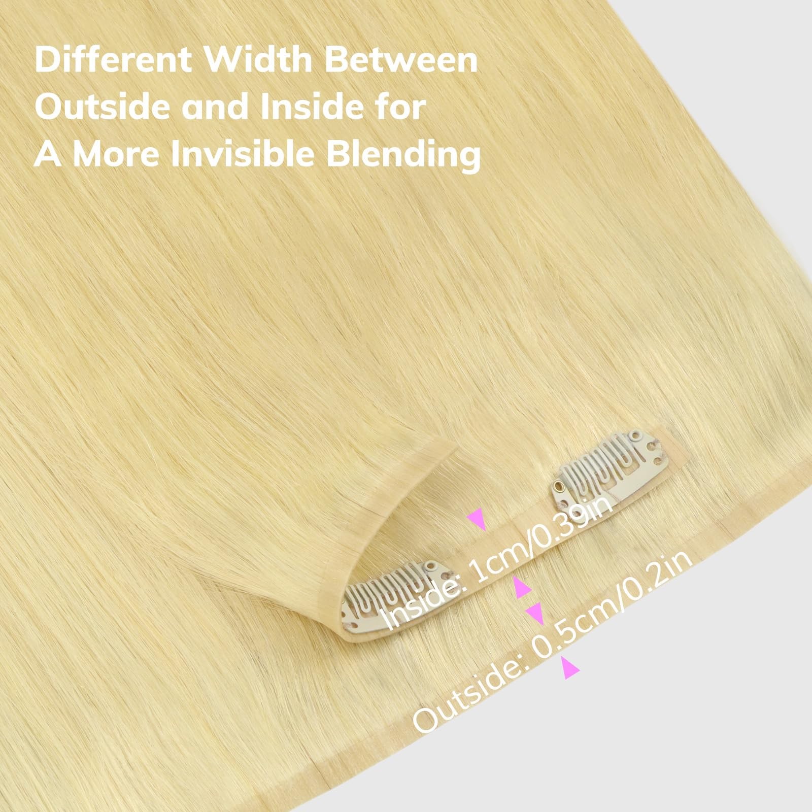 Idn Beauty Seamless Clip In Hair Extensions Human Hair 110G 14 Inch 613 Blonde