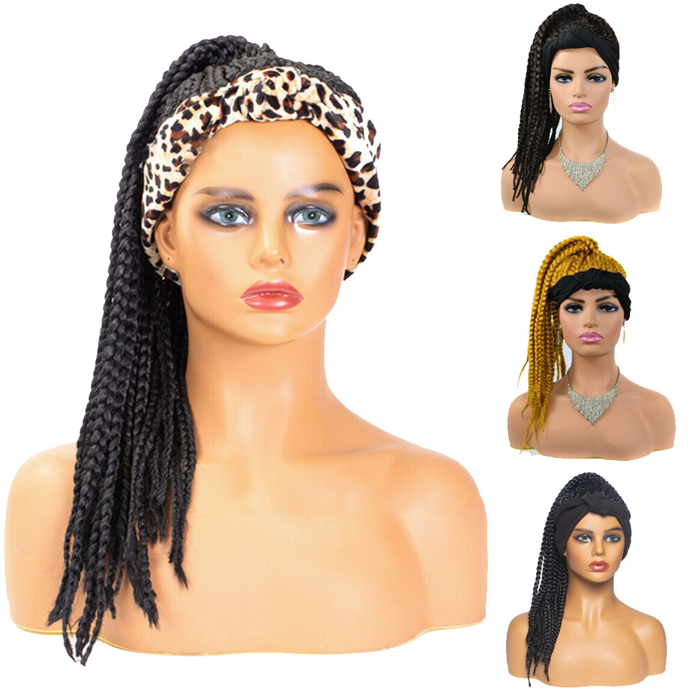 18″ Box Braids Headband wigs Braided Ponytails Turban Wigs Cornrow Braided Wigs