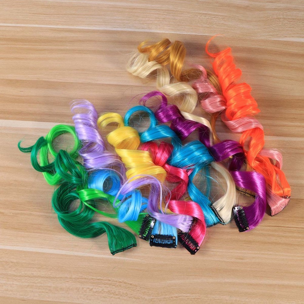 12Pcs Clip on Girl Hair Extensions Durable Colored Hair Pieces for Daily Wear
