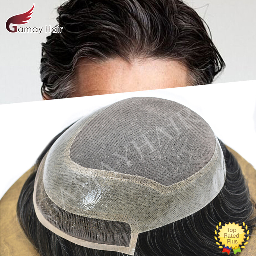 Toupee for Men Hair System Replacement French Lace Front Mono Mens Hairpiece Wig