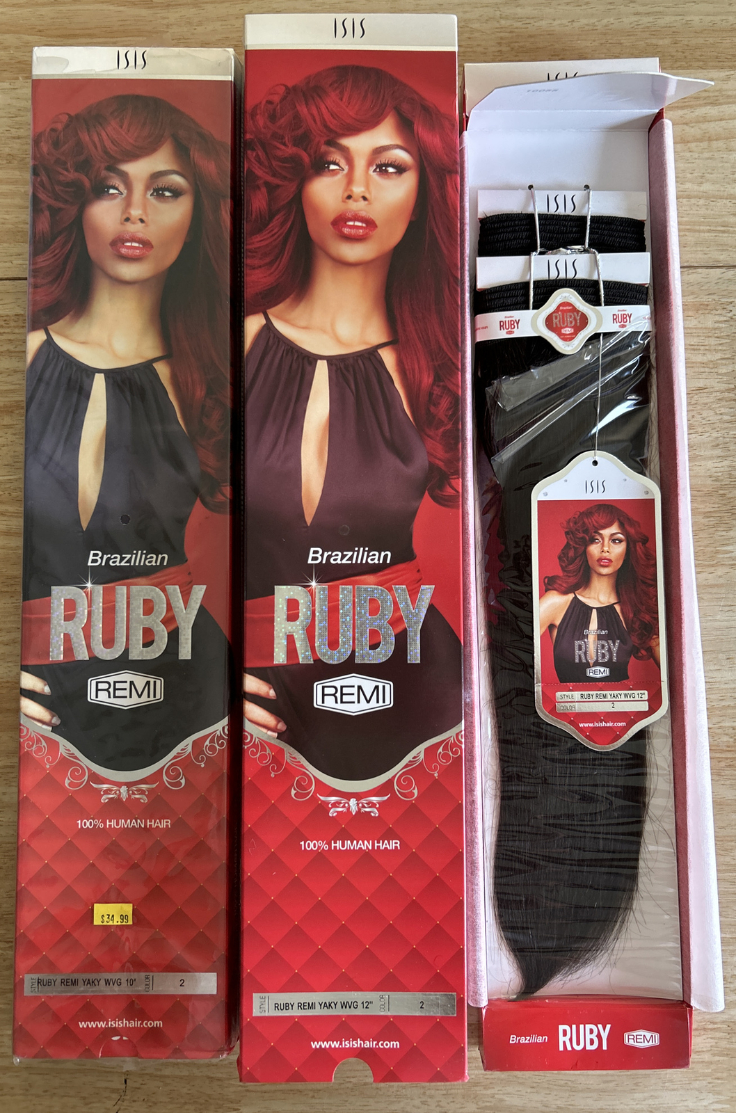 100% Human Hair Ext. Brazil Remi Straight. 10”,12”in. Color #2. 3Packs For $90