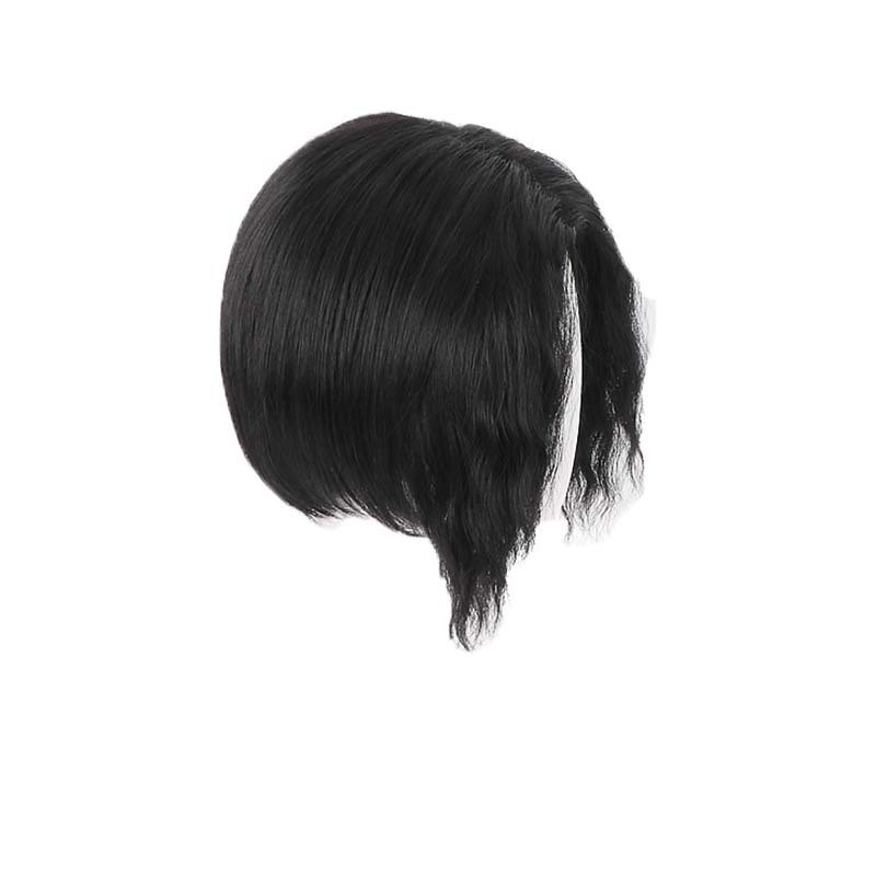 Kibutsuji Muzan Short Black Curly Wig with Side Bangs Heat Resistant Cosplay