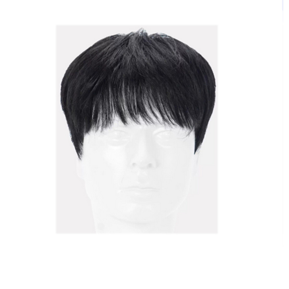 Men’s Short Toppers Hairpiece Real Human Hair Clip in Tape Hair Pieces Full Wig