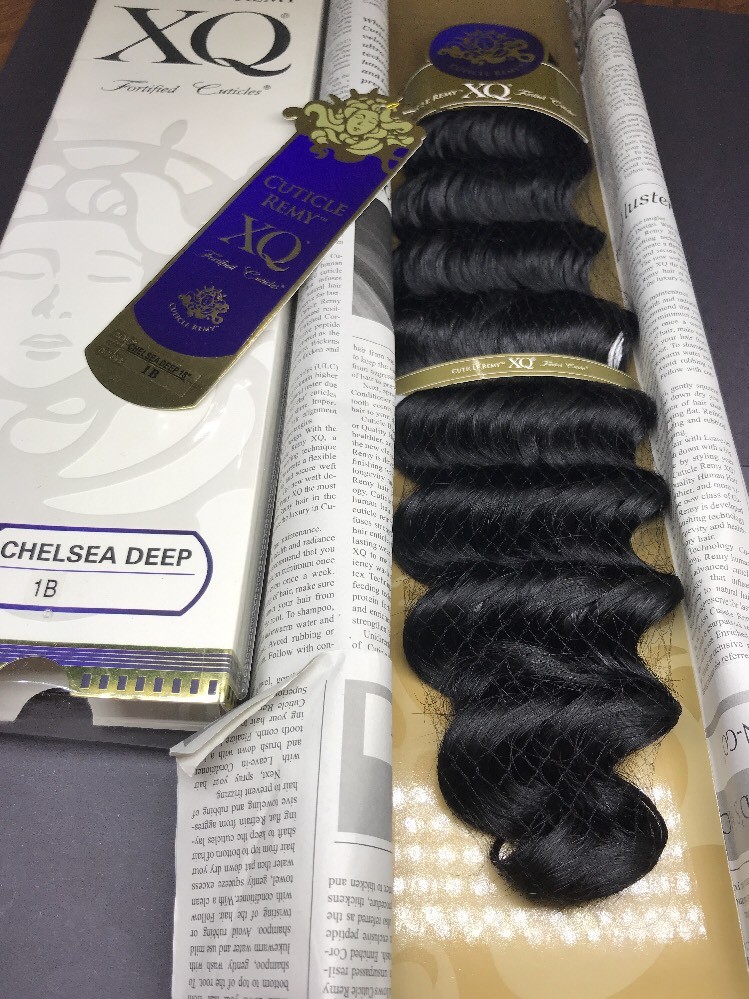 XQ CUTICLE REMY YAKY 100% HUMAN HAIR WEAVE_CHELSEA_DEEP_WAVE_18″_#1B