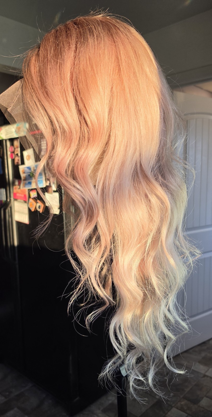 30″ Custom-colored 100% Human Hair Lace Front Wig – Pink Champagne