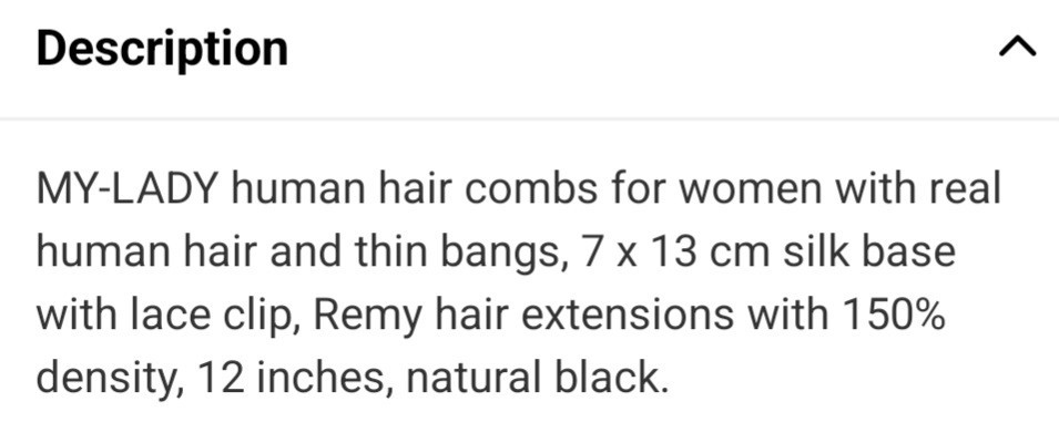 MY-LADY Human Hair Straight Clip-In Bangs Extension 12 Inch Natural Black Remy