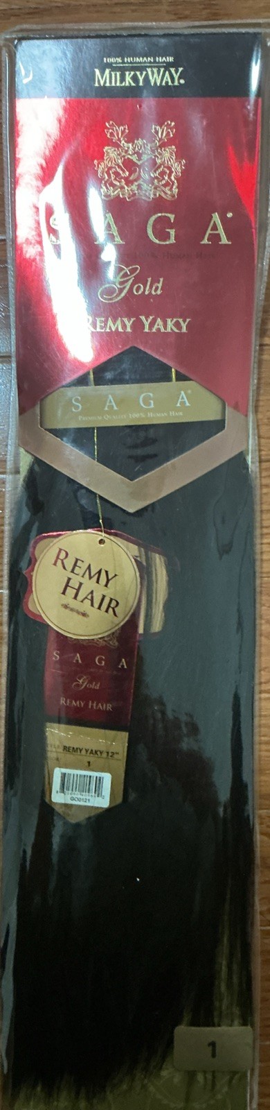 Saga remy yaky 12” color 1 premium quality 100% human hair