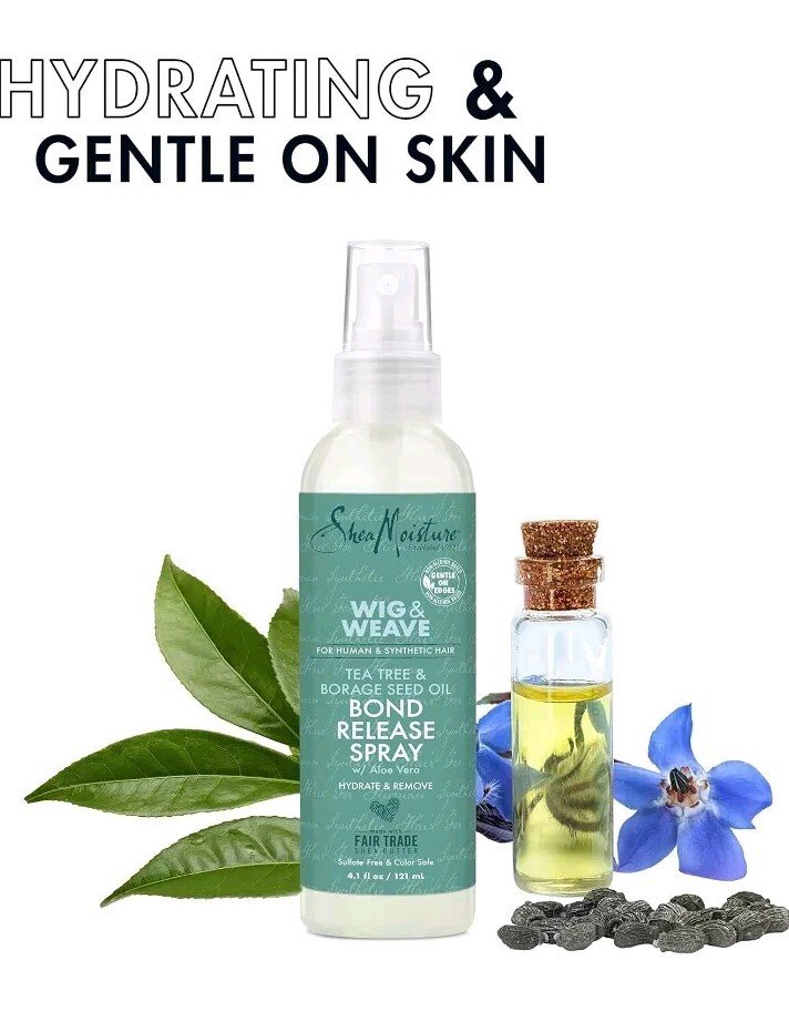 x2 Shea Moisture Wig & Weave Bond Release Spray Tea Tree Borage Seed Oil Aloe