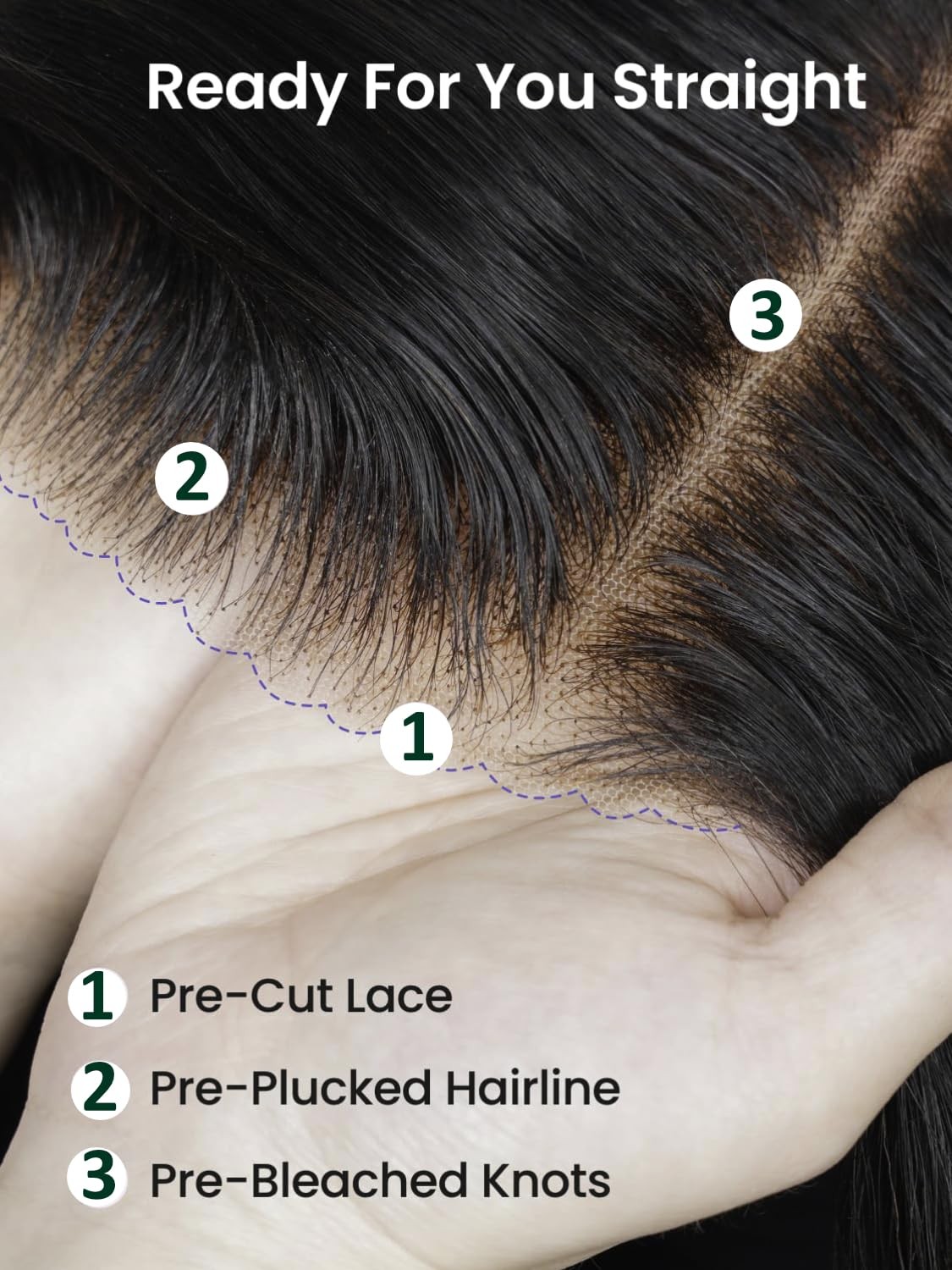 Klaiyi Yaki Straight Bye Bye Knots Glueless Wig 7X5 Precut Lace Front Wigs