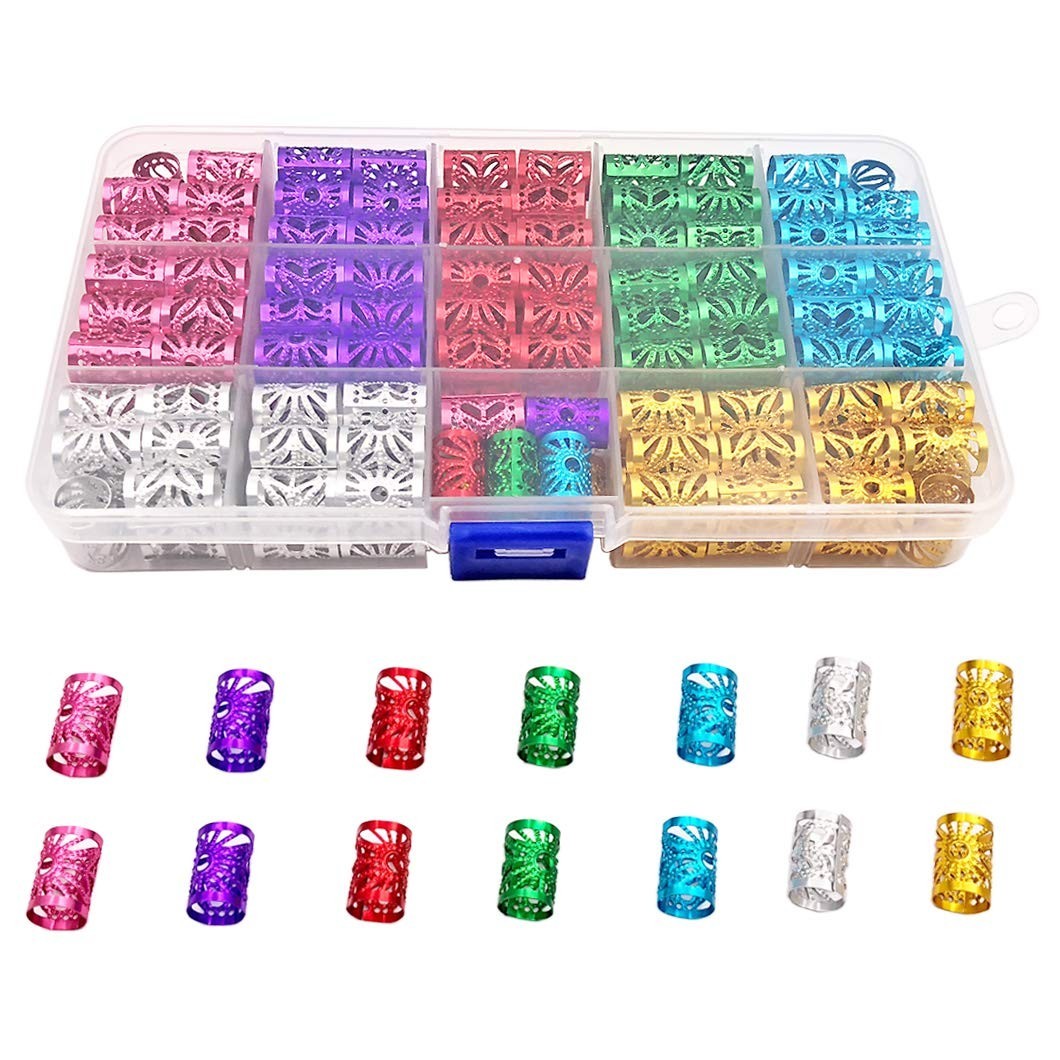 170 Pieces Dreadlocks Beads Multicolor Aluminum Dread Locks Metal Cuffs Hair …