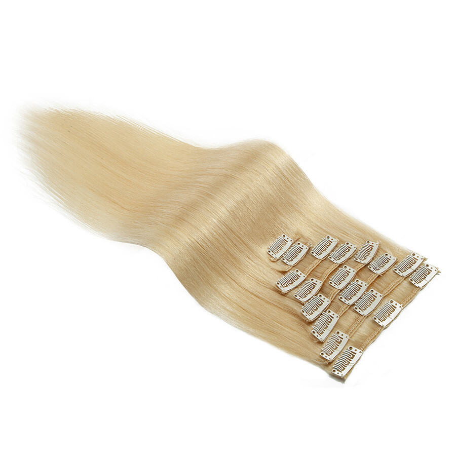 Clip In Hair Extensions 100% Remy Human Hair 8 Pieces 18 Clips Natural Full Head