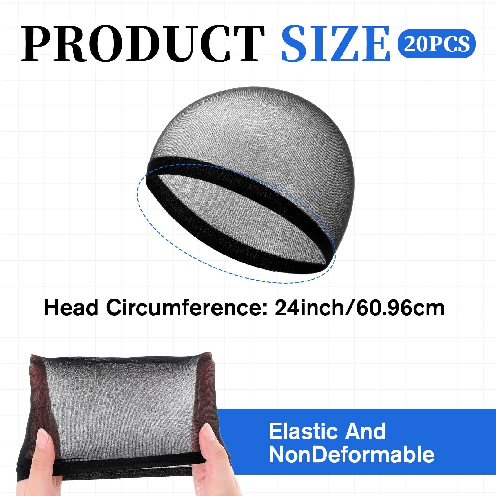 10 Pcs Wave Cap for Men, Soft Breathable Black Stocking Caps One Size,