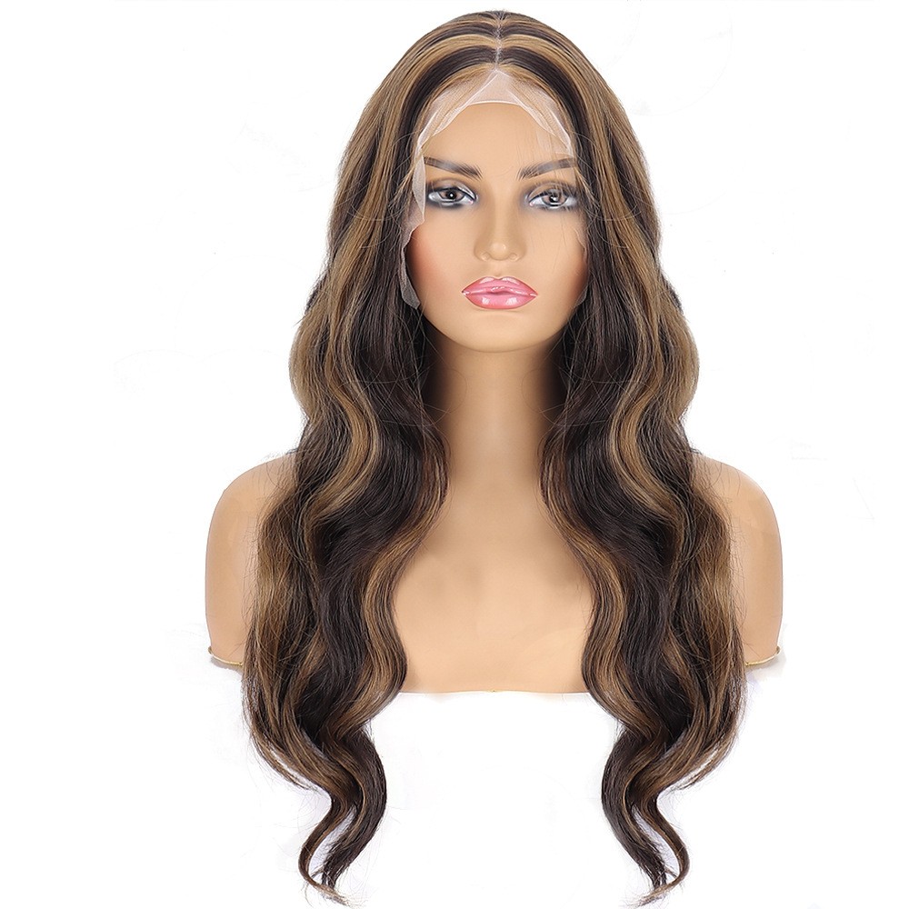 13×4 Front Lace Wig Piano Color Long Curly Synthetic Full Wig For Women Daily