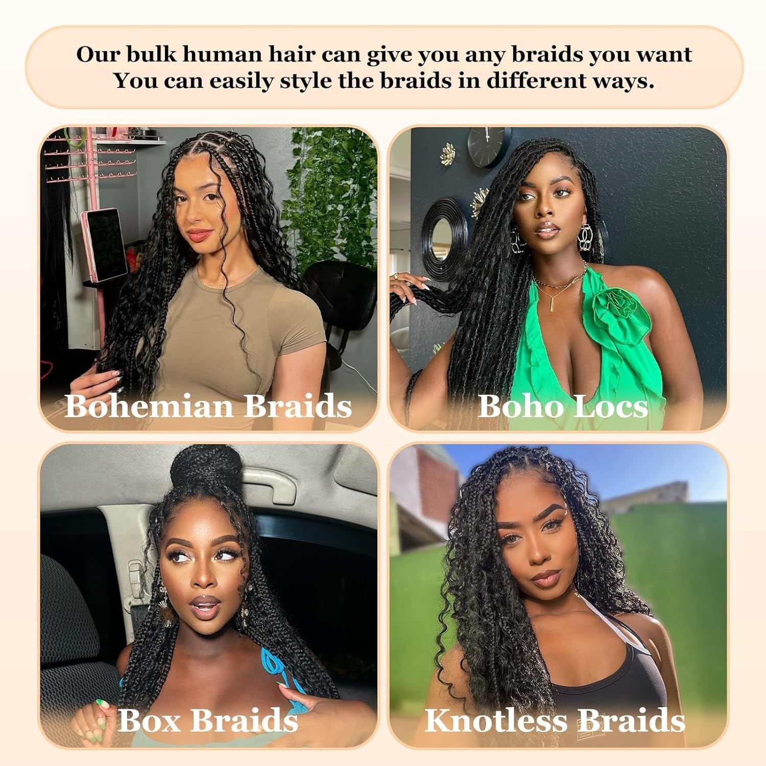 Human Braiding Hair for Boho Braids 2 Bundles 110G 20 Inch Deep Wave Bulk Human