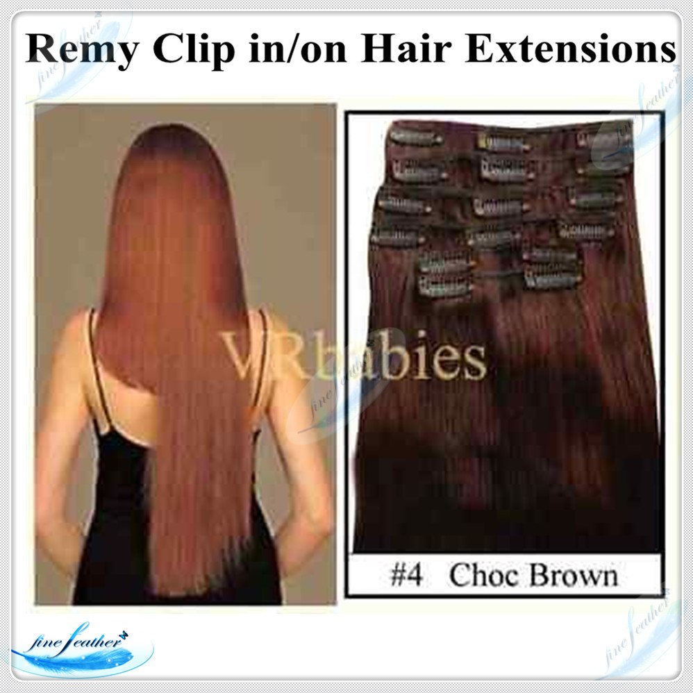 24″ Indian Clip in 100% Human Remy 7pcs/120g Hair Extensions Black/Brown/Blonde