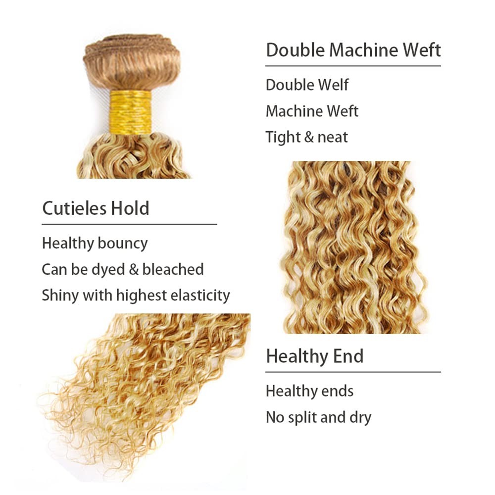 Wuvusnm 22 24 26 Inch P27613 Human Hair Bundles Blonde Curly Bundles Human Hair