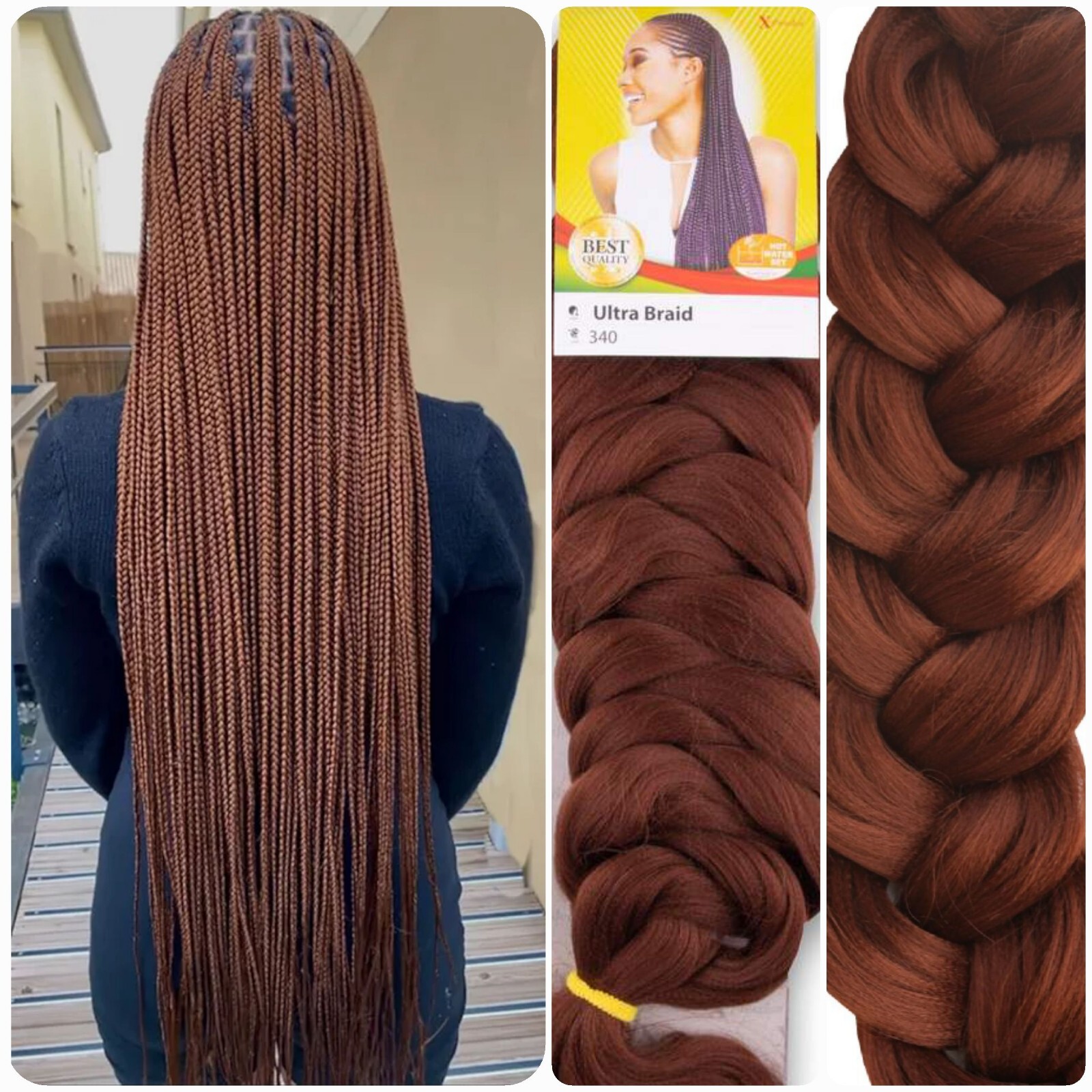 African X-pression Xpression 82″ 100% Synthetic Braiding Hair Color 340 Brown