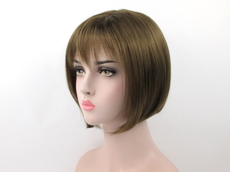 WOMENS SHORT CHIN-LENGTH STRAIGHT HAIR BOB STYLE WIG W/ WISPY BANGS JESSE