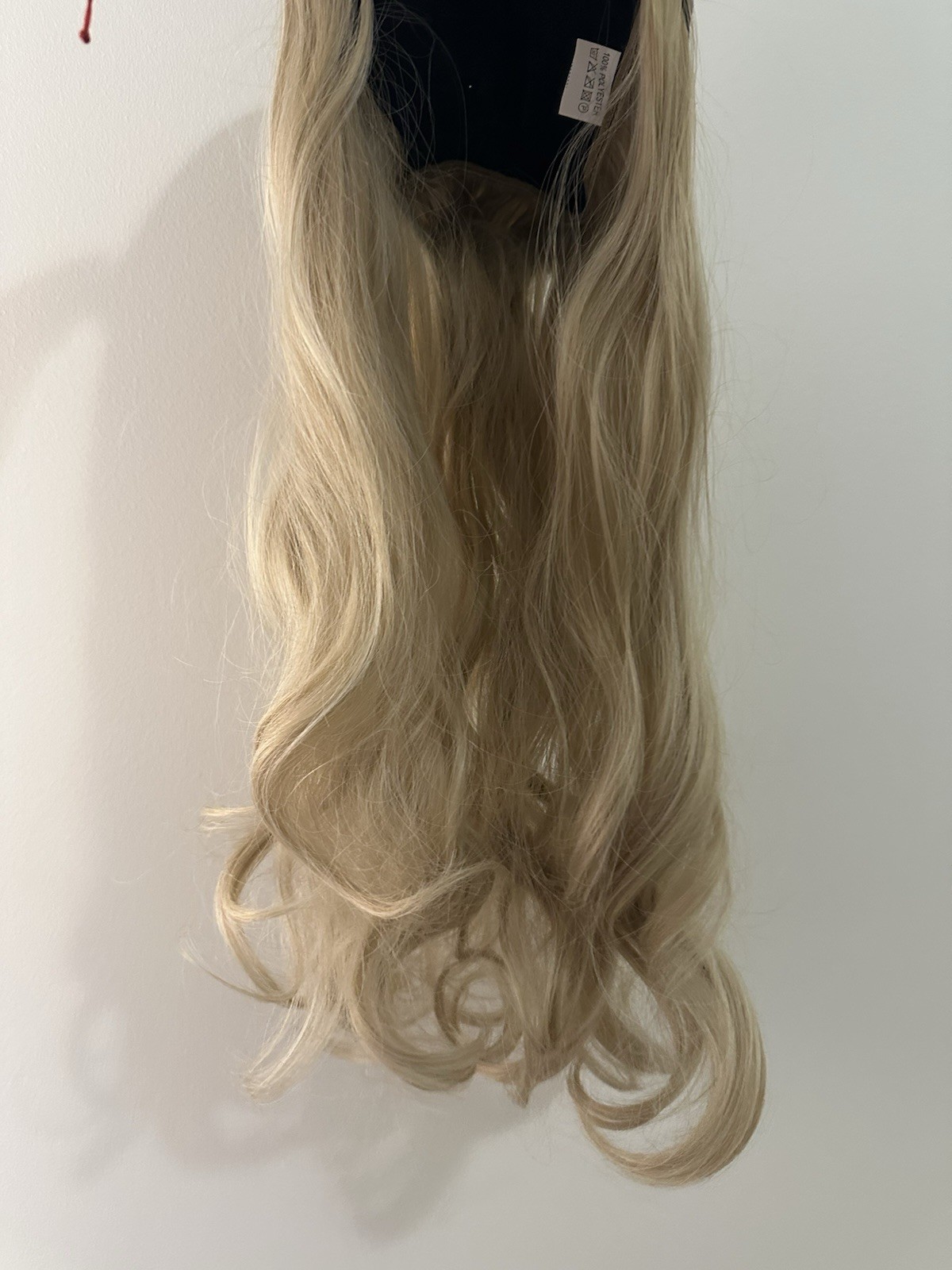 Baseball Hat Wig, attached 24” Adjustable Black Cap with Long Wavy Synthetic