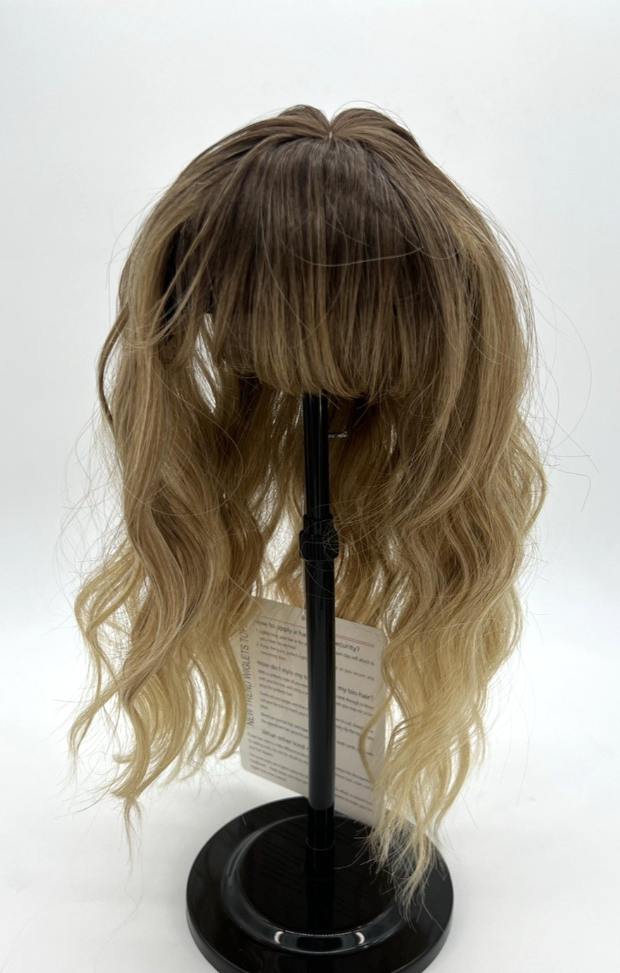 Ombre Blonde with Bangs Short Wavy 14in Women Premium Hair Topper