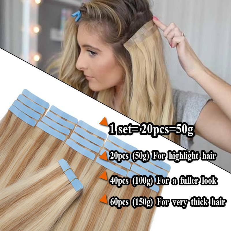 CLEARANCE 100% Remy Tape In Real Human Hair Extensions Thick Skin Weft Full Head