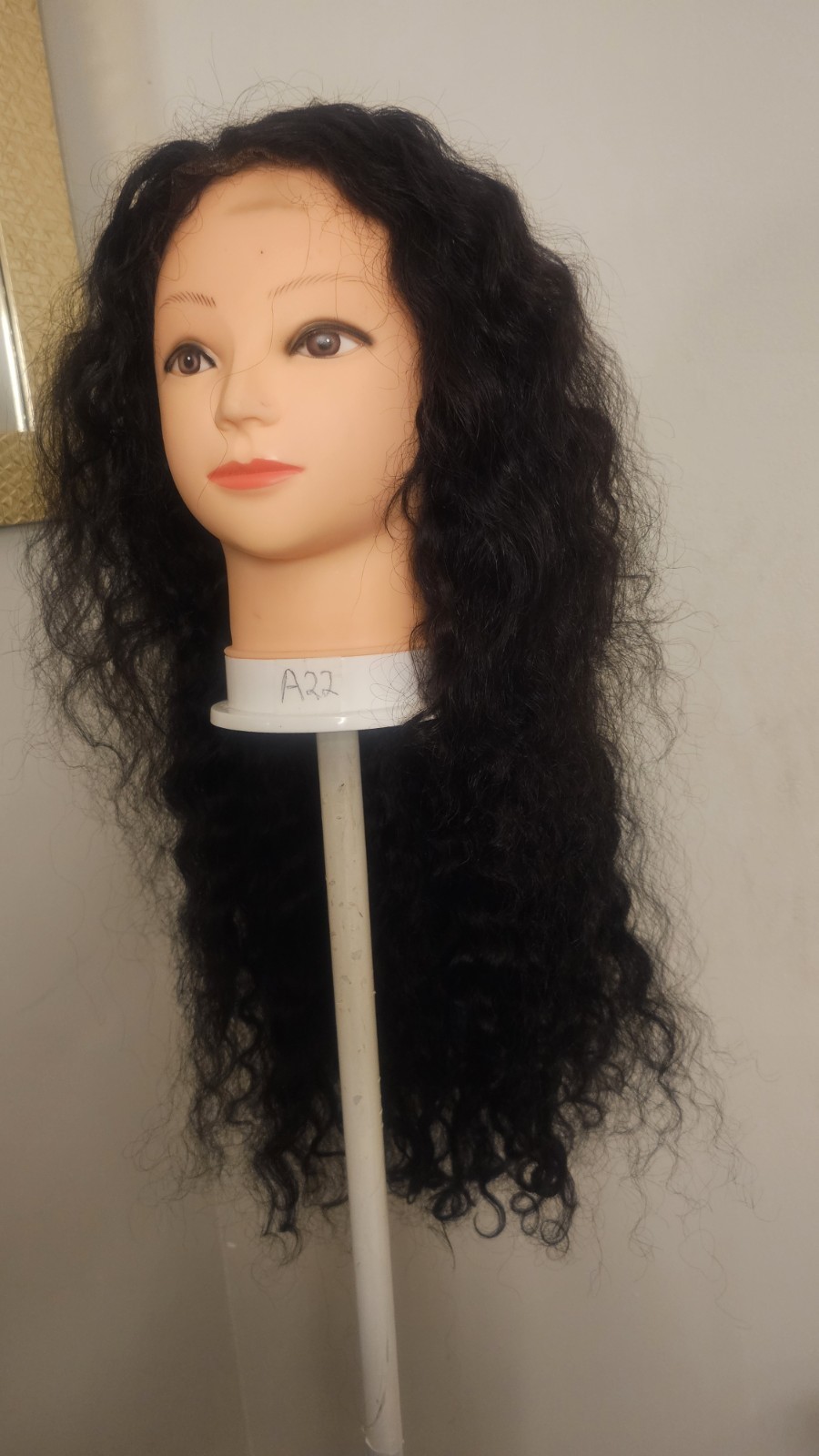 High Quality regular Top Black 26 to 28″ curly 100% Virgin Human Hair Lace Wig