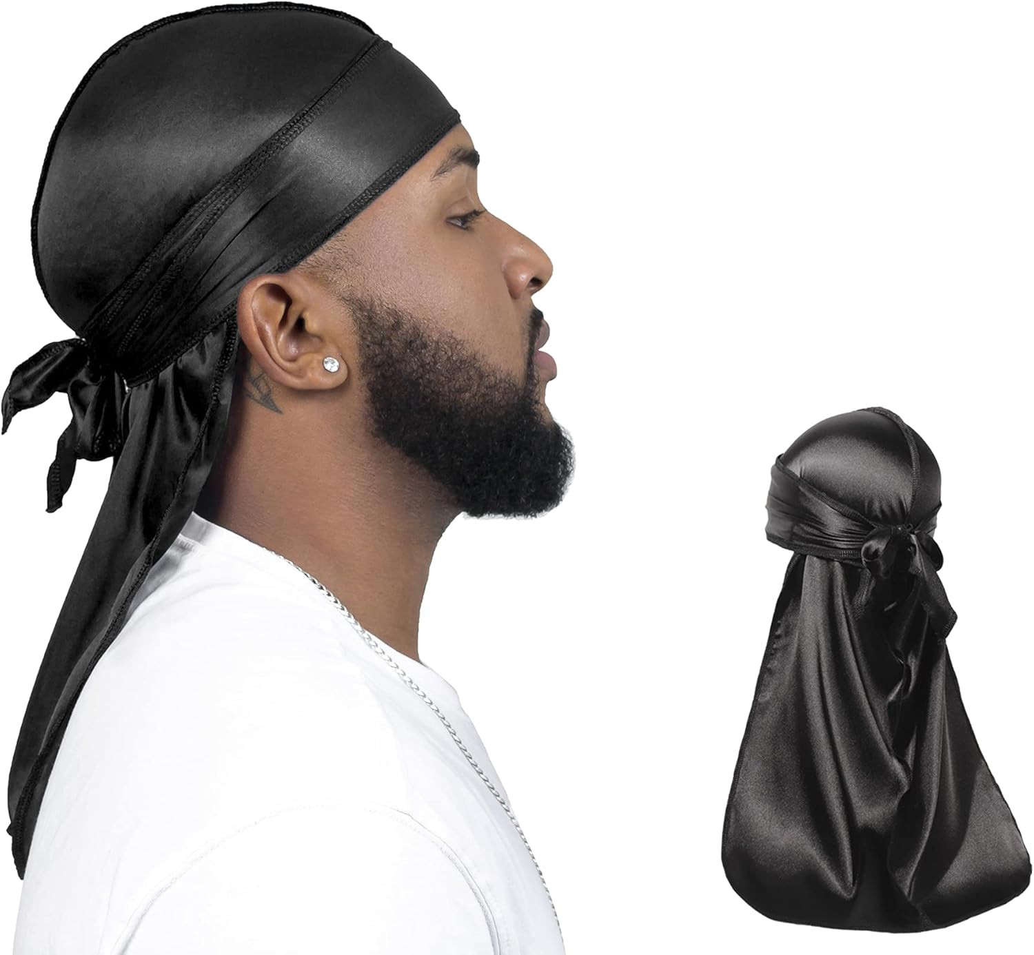 2 Pieces Silky Durag Pack for Men Women Waves, Premium Satin Deluxe Du-Rag